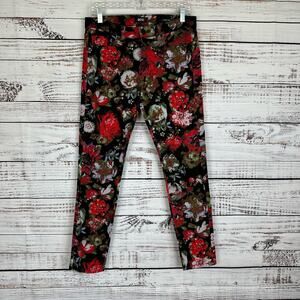 Women's BDG Urban Outfitters Red Black Floral Print Mid Rise Twig Jeans 29 X 29